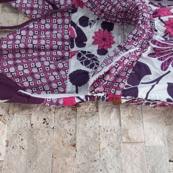 Aryeh Floral Dress Helter Mix Pattern Back Tie in Pink Boho Cotton Size L - Picture 11 of 16